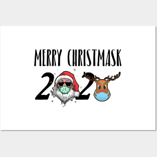 Merry Christmask 2020 Christmas Santa Reindeer Face Mask Posters and Art